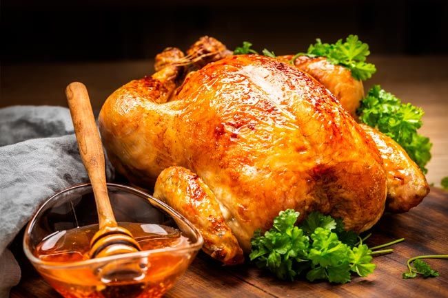Frango assado com mostarda e mel