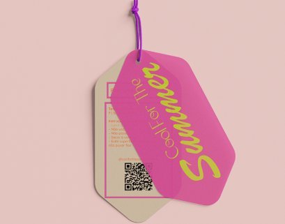 Identidade visual para loja de biquíni Cool for the Summer — etiqueta com tipografia verão